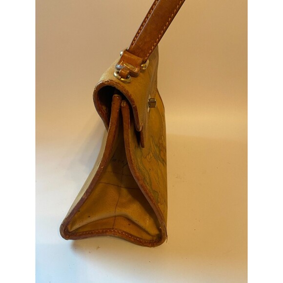 Alviero Martini Womens Handbag Map Brown Prima Classe Luxury Leather Bag - Picture 8 of 10